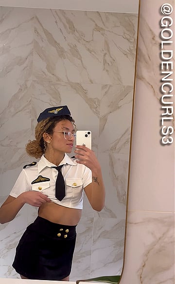 Naughty Flight Attendant Jenna Fontez Teases You With Her Golden Curls & Tight Pussy!'