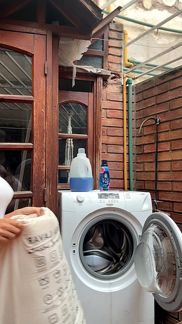 Slutty Laundry Service 24/7 - Watch This Brunette Latina Get Fingered and Fucked Hard in the Laundry Room!'