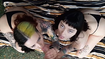 Dude, they came with matched panties - filthy college threesome slut fest with sloppy double blowjob and big dick pounding!'